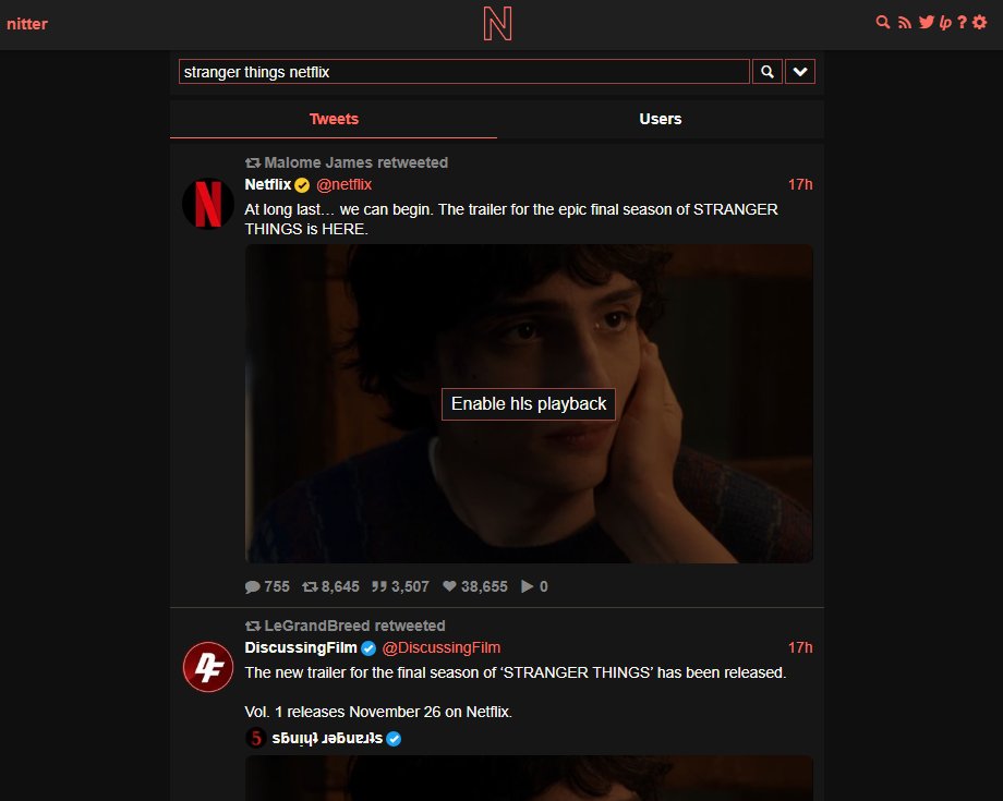 view Twitter with nitter