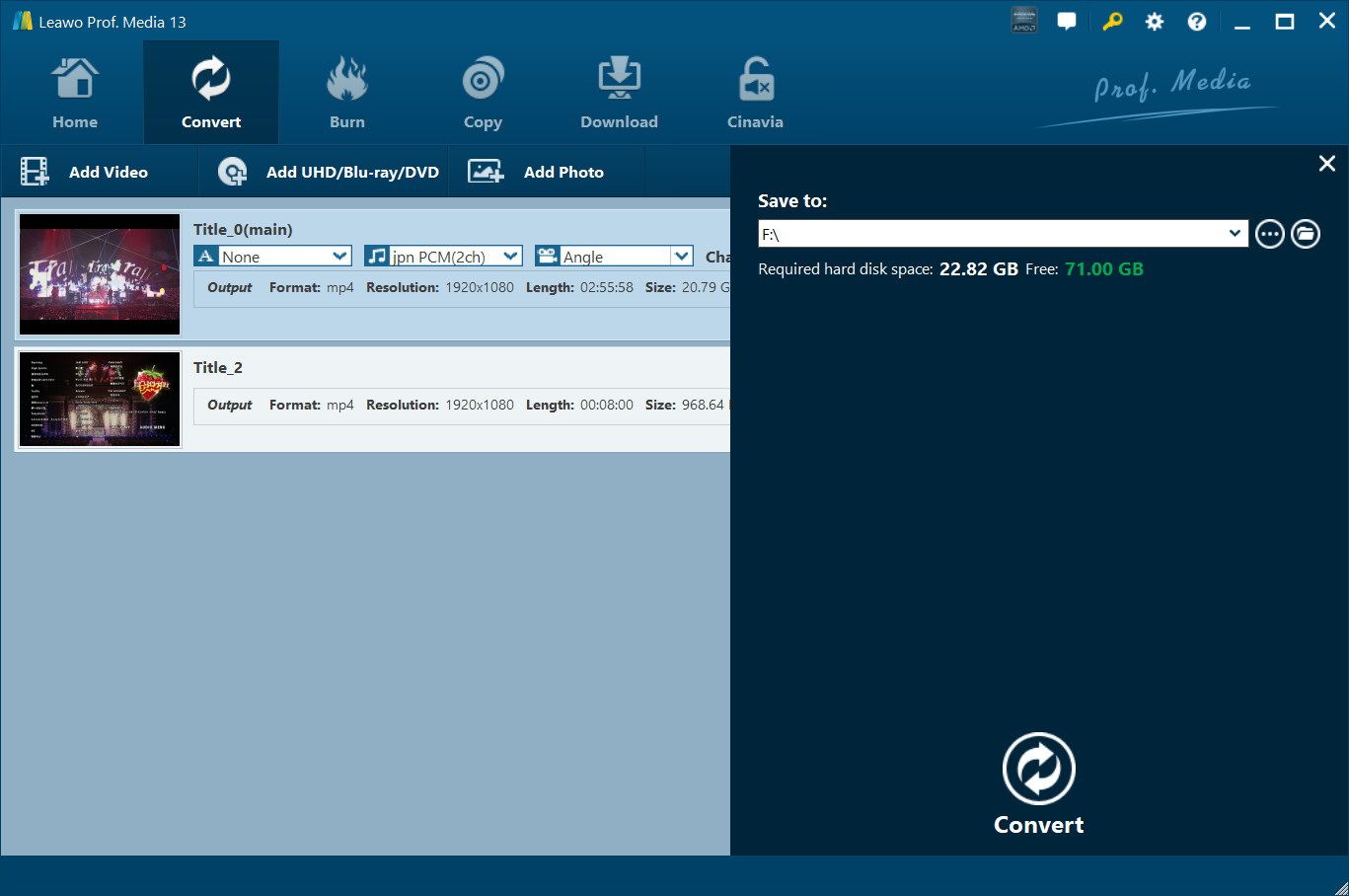 choose output directory
