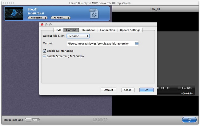 Leawo Blu-ray to MKV Converter for Mac